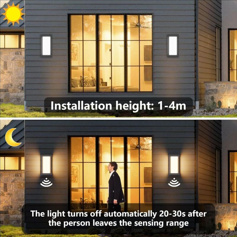 2 Pack Wall Light with Motion Sensor, LED 18W 3000K 1200 Lumens, IP65 Waterproof
