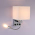 Bedside Wall Lamp with Flexible USB LED Reading Light, E27 Swing Arm Holder, 1 USB Port