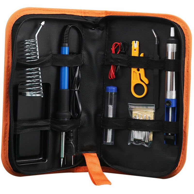 60W Soldering Iron Kit 200 to 450 C with Tips Pump Wire Cutter Stand and Tool Case