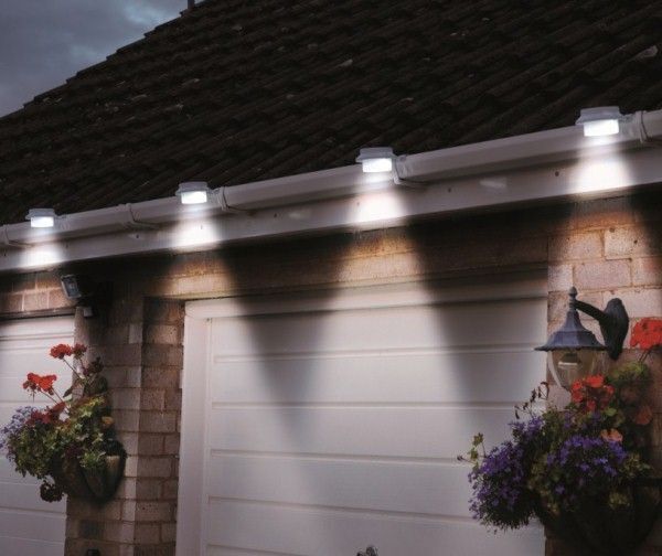 Solar Multipurpose Wall Light Set, Outdoor Rechargeable Lamp with Screws and Mounting Kit, 3 Piece, White