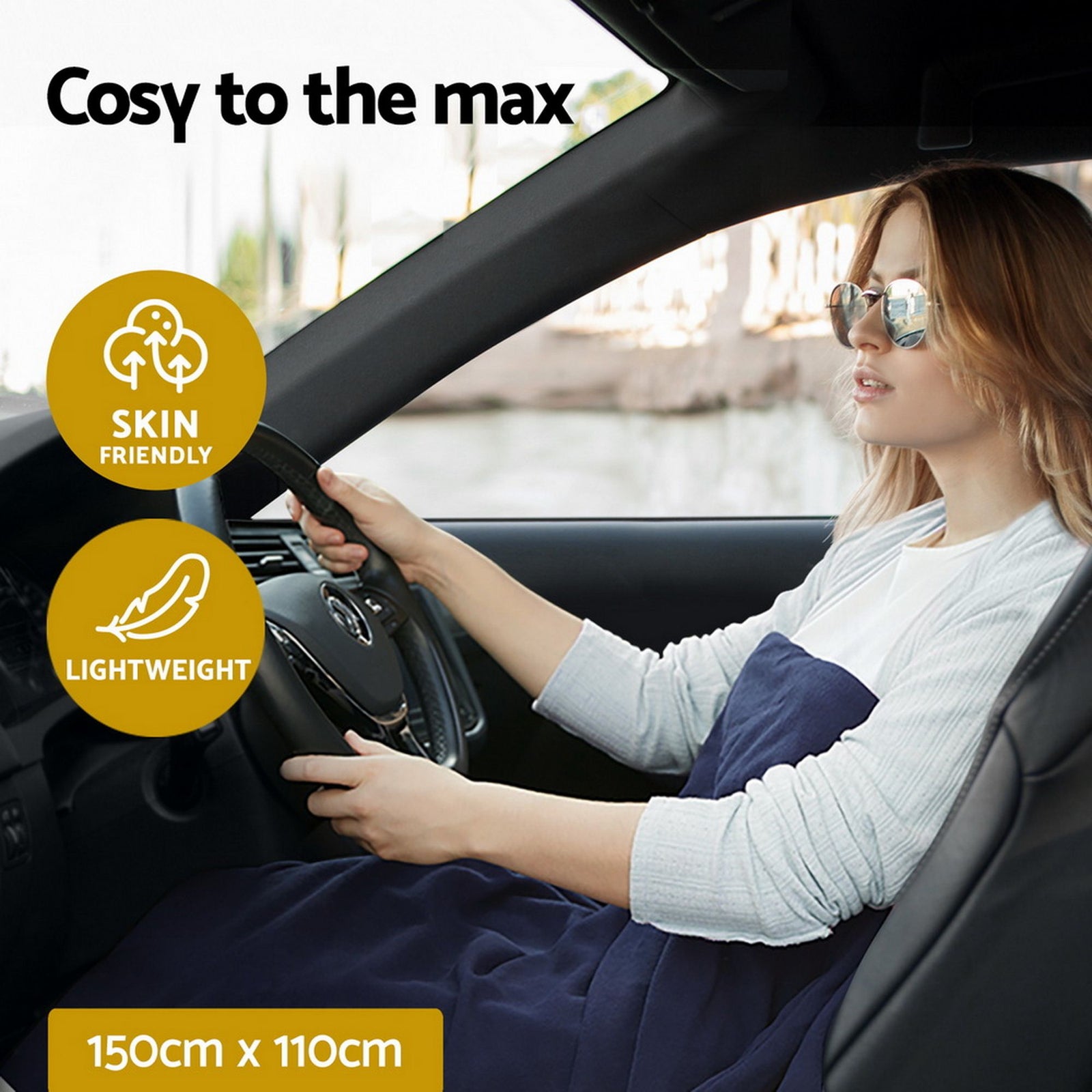 12V Heated Car Blanket for Travel and Camping, Electric Throw Rug