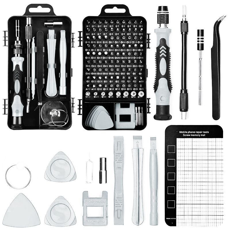 122-in-1 Precision Screwdriver Tool Kit for Electronics, Watches and DIY Repair, Gray