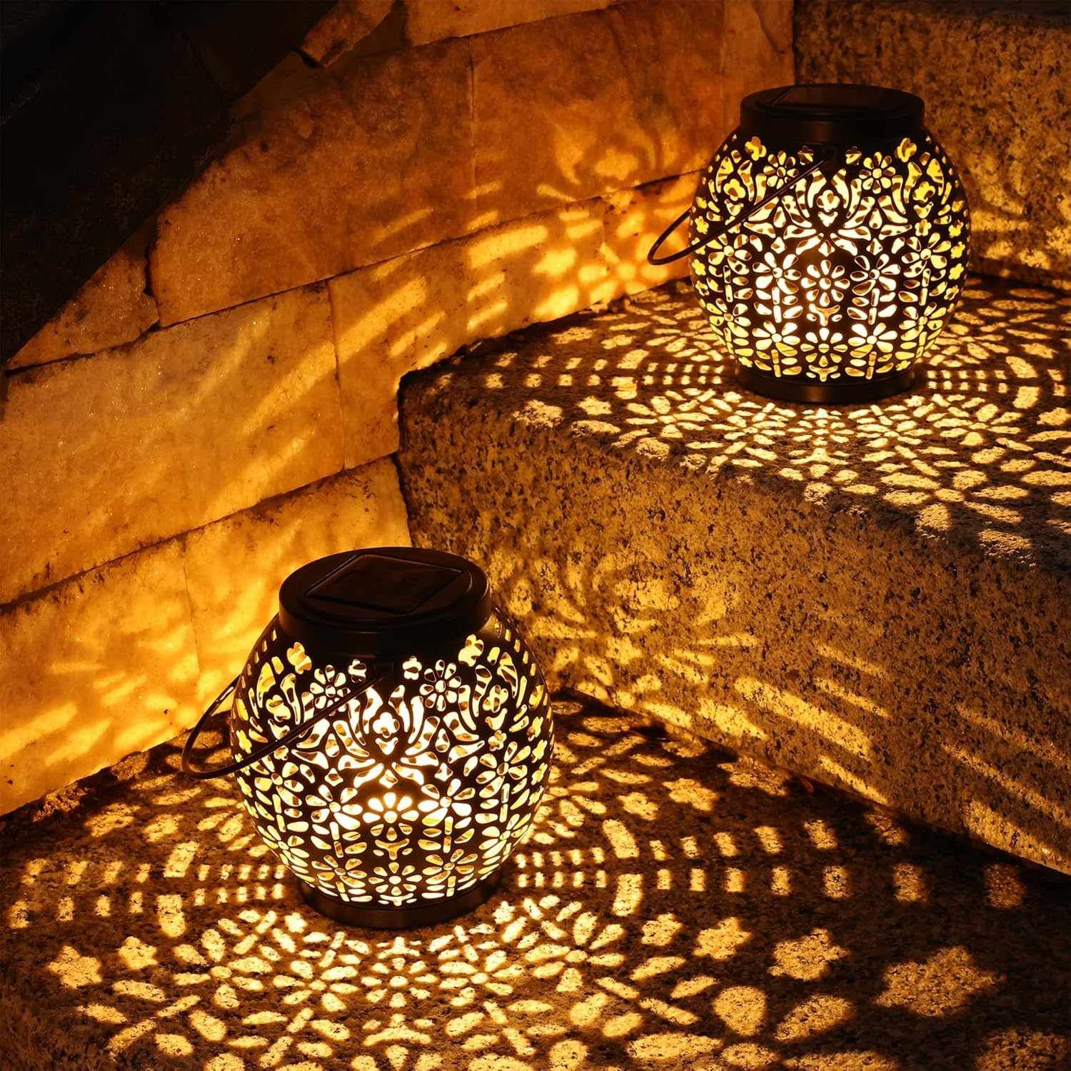 2-Pack Hanging Solar Garden Lights IP65 Waterproof Warm White for Patio and Yard