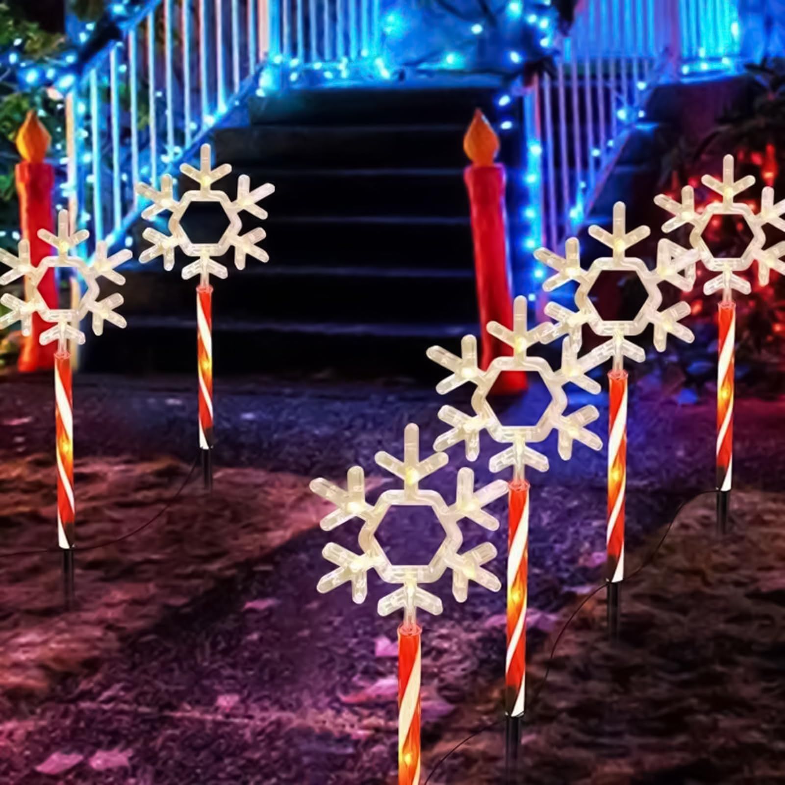 4-Pack Solar Lights for Fences Walls Stairs and Yard Warm White and Multicolor