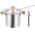 Stainless Steel Deep Fryer Pot, 4000ml Tempura Pot with Strainer Basket Wood Handles for Fried Food