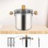 Stainless Steel Deep Fryer Pot, 4000ml Tempura Pot with Strainer Basket Wood Handles for Fried Food