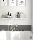 2-Piece White Floating Wall Shelf Set with Gold Metal Rails for Kitchen, Bedroom and Living Room