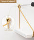 2-Piece White Floating Wall Shelf Set with Gold Metal Rails for Kitchen, Bedroom and Living Room