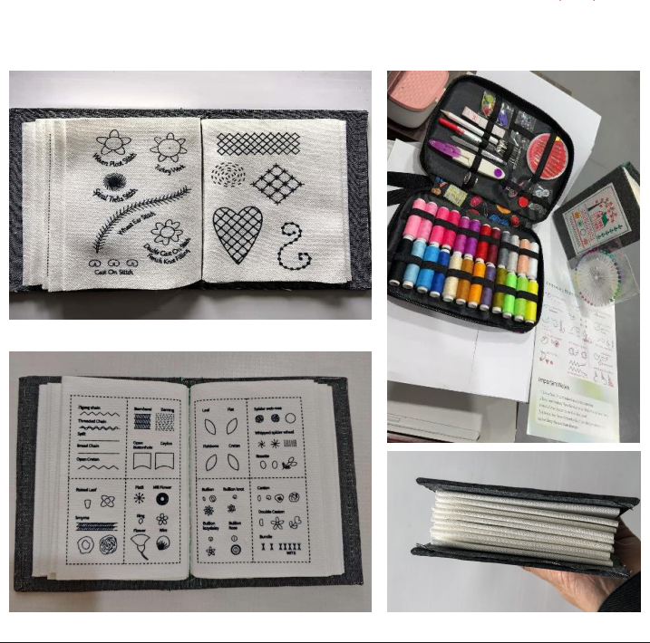 DIY Embroidery Stitch Book B Version, Linen Needlework Practice Book with 10 Fabric Pages, 19 Hand Embroidery Stitches Sampler, Hand Sewing Learning Kit for Beginner Embroidery Enthusiasts