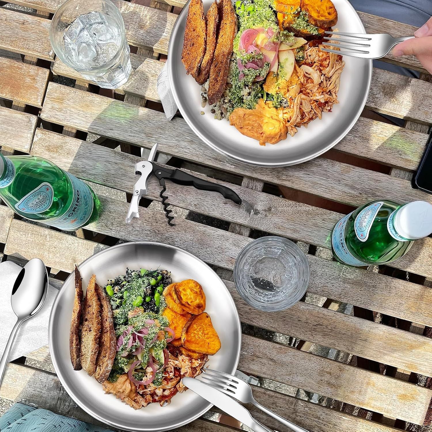 20-Piece Camping Cutlery Set, Stainless Steel, Plates and Bottle Opener
