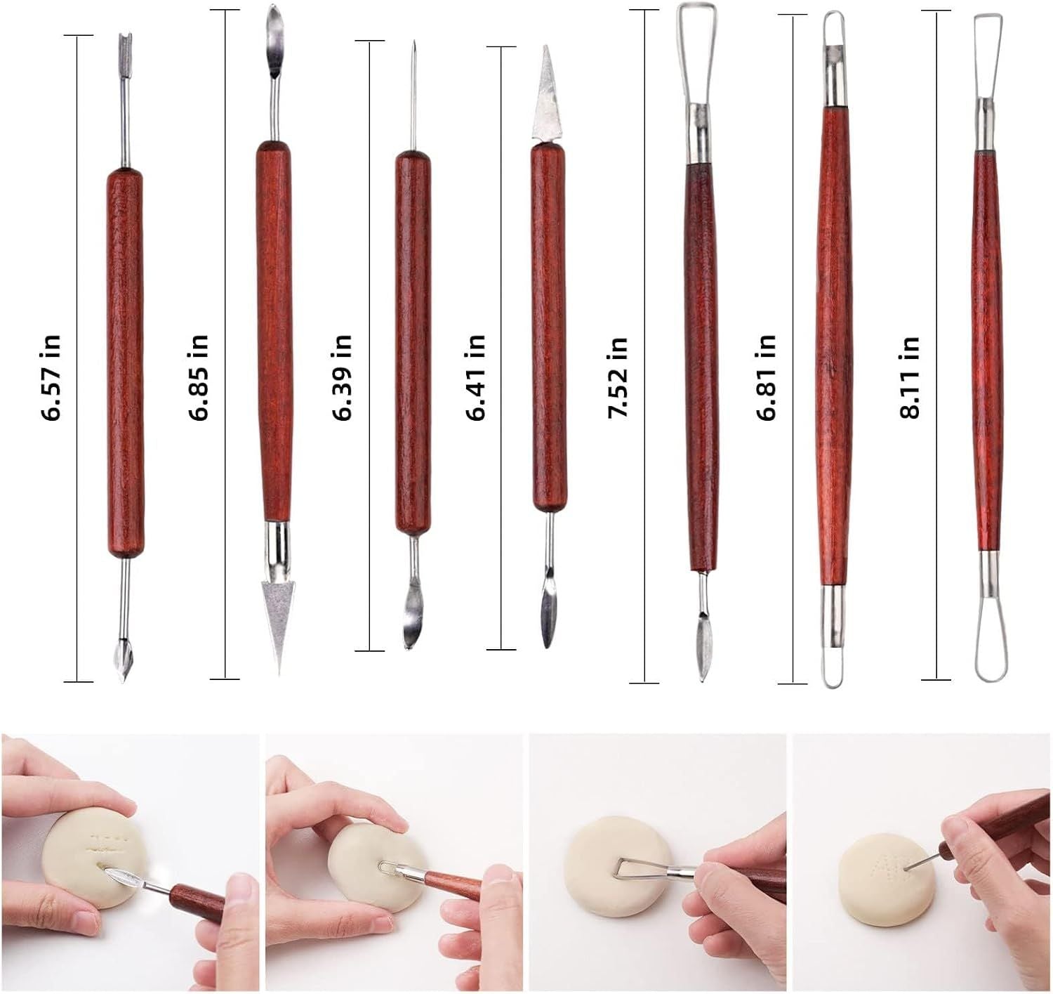 18pcs Clay Sculpting Tools, Basic Polymer Clay Pottery Carving ，Air Dry Clay Tools for Adults with Wooden Handle and Tool Bag