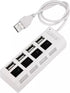 HI Speed 4-Port USB 2.0 Hub I Hub Splitter I On/Off Switch I LED I Up to 480 MB/s I White