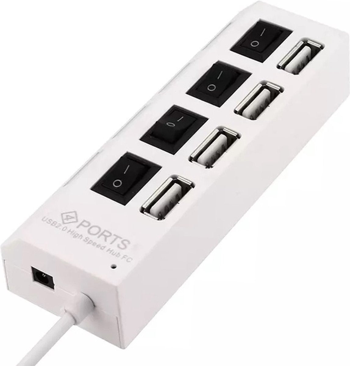 HI Speed 4-Port USB 2.0 Hub I Hub Splitter I On/Off Switch I LED I Up to 480 MB/s I White