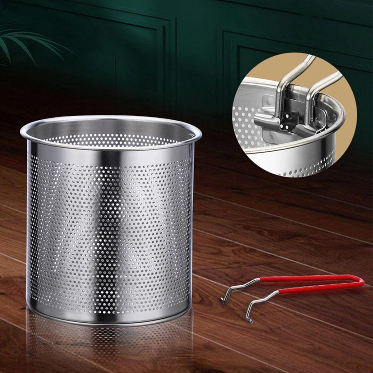 Stainless steel deep fryer - with frying basket and handle - durable, food-grade outdoor mini deep fryer - with perforated strainer - suitable for seafood, chicken, etc.