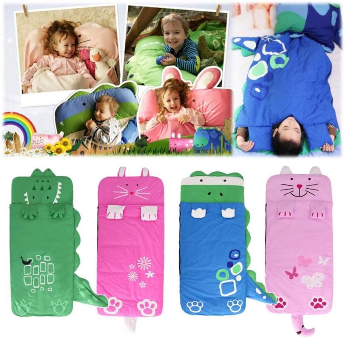 Children's Sleeping Bag 160x60cm – Cartoons, soft warm, pink