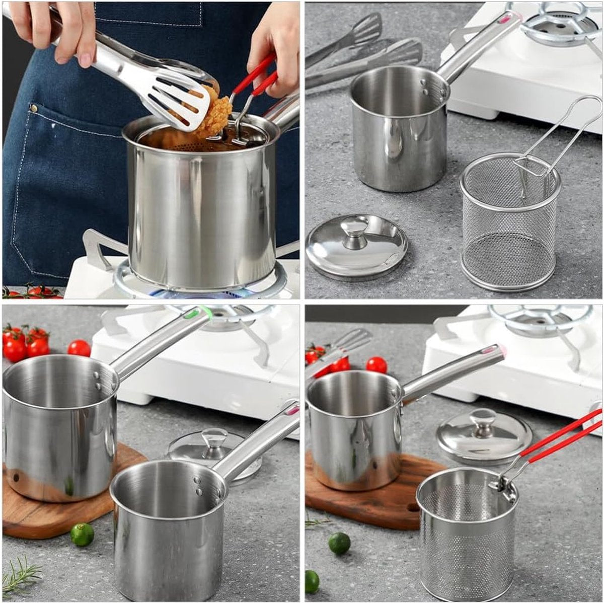 Small Deep Fryer - Deep Fryer - 1.2l - With Kitchen Clip - Oil Saving - Suitable For Gas And Induction - Deep Fryer - Deep Fryer - Household Deep Fryer - Chip Fryer - Small Deep Fryer - Stainless Steel - Durable (Without Lid)