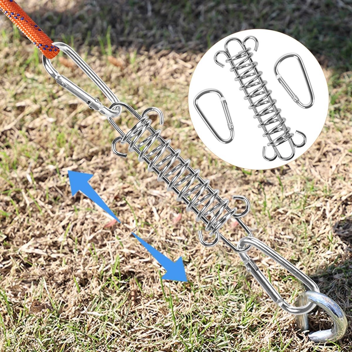 4x Tent Tension Spring - Camping Tent - Tension Spring - Sun Sail - Awning Tension Springs - High-Strength Spring Buckle - Mounting Accessories for Camping Tents - Double Hook Tension Spring - Spring for Tents, Awnings, Boats, Caravans - Sturdy & Durable