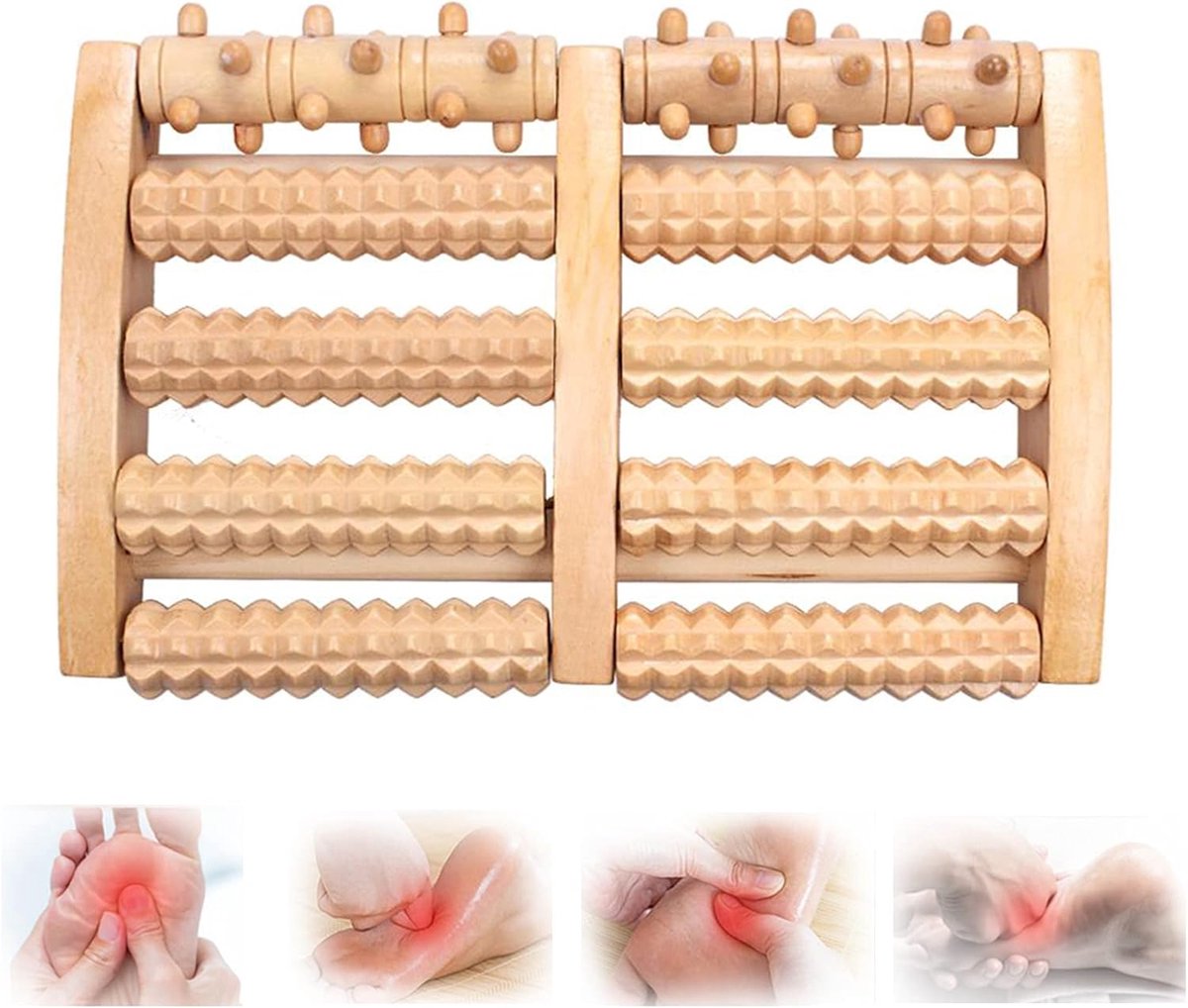 Wooden Foot Massager Roller, 10 Rollers, Plantar Fasciitis Relief Tool