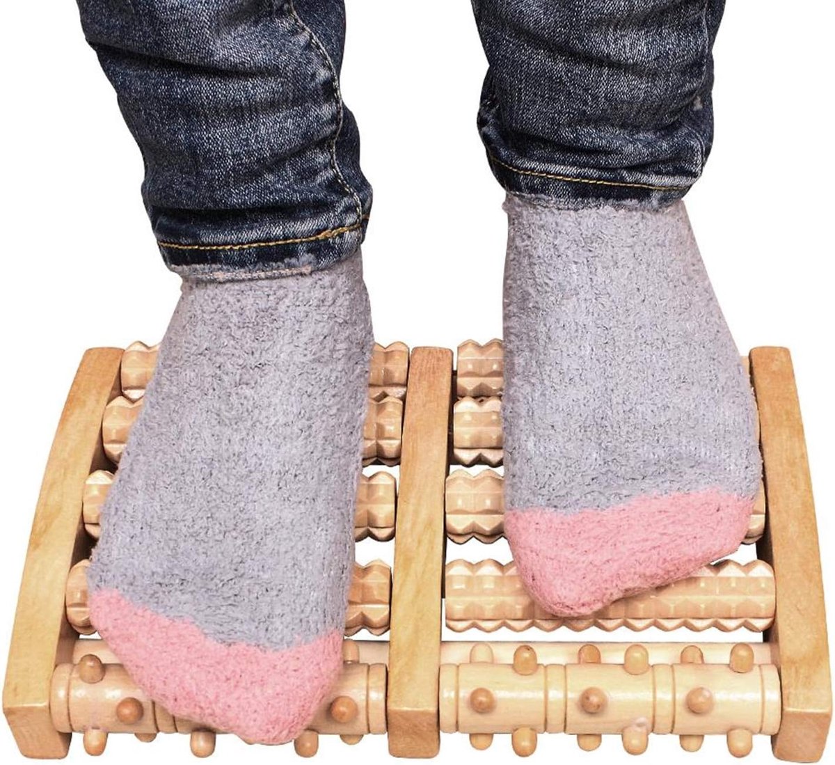 Wooden Foot Massager Roller, 10 Rollers, Plantar Fasciitis Relief Tool