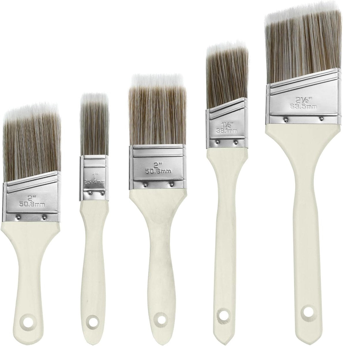 5-Piece Professional Paint Brush Set - Paint brushes - brush set - Paint brushes - Brushes - Paint brushes with wooden handle - Wall paint - Wall paint brushes - Brush - Painting / Painting supplies - for paint, glue and DIY jobs