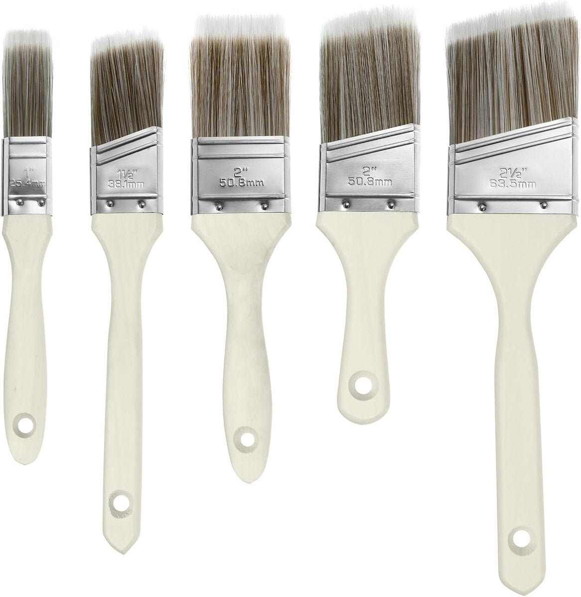 5-Piece Professional Paint Brush Set - Paint brushes - brush set - Paint brushes - Brushes - Paint brushes with wooden handle - Wall paint - Wall paint brushes - Brush - Painting / Painting supplies - for paint, glue and DIY jobs