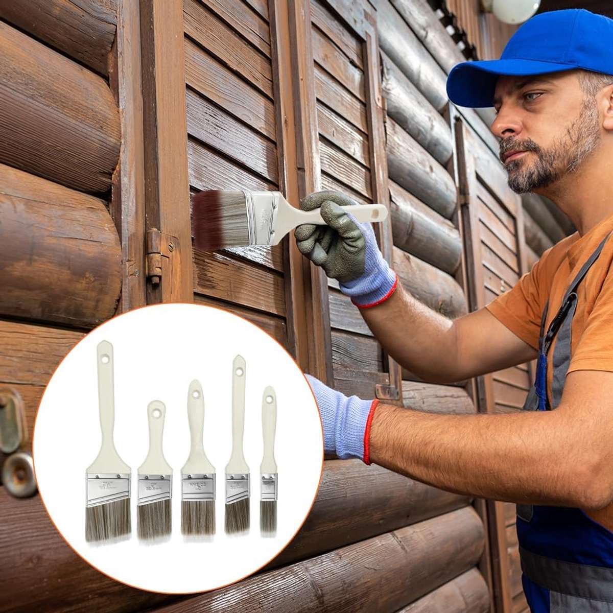 5-Piece Professional Paint Brush Set - Paint brushes - brush set - Paint brushes - Brushes - Paint brushes with wooden handle - Wall paint - Wall paint brushes - Brush - Painting / Painting supplies - for paint, glue and DIY jobs