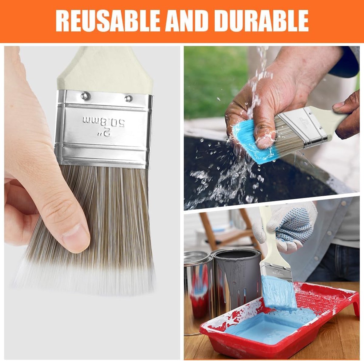 5-Piece Professional Paint Brush Set - Paint brushes - brush set - Paint brushes - Brushes - Paint brushes with wooden handle - Wall paint - Wall paint brushes - Brush - Painting / Painting supplies - for paint, glue and DIY jobs