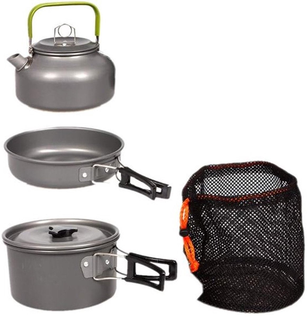 3 pieces - Cooking set - Camping Cooking set - Cookware - Camping Pan Set - Camping Cookware Kit - Kitchenware set - saucepan, pan, teapot - for 2-3 persons - for Outdoor Picnic Camping Hiking - Foldable - aluminum