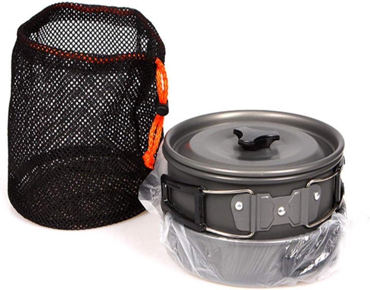 3 pieces - Cooking set - Camping Cooking set - Cookware - Camping Pan Set - Camping Cookware Kit - Kitchenware set - saucepan, pan, teapot - for 2-3 persons - for Outdoor Picnic Camping Hiking - Foldable - aluminum