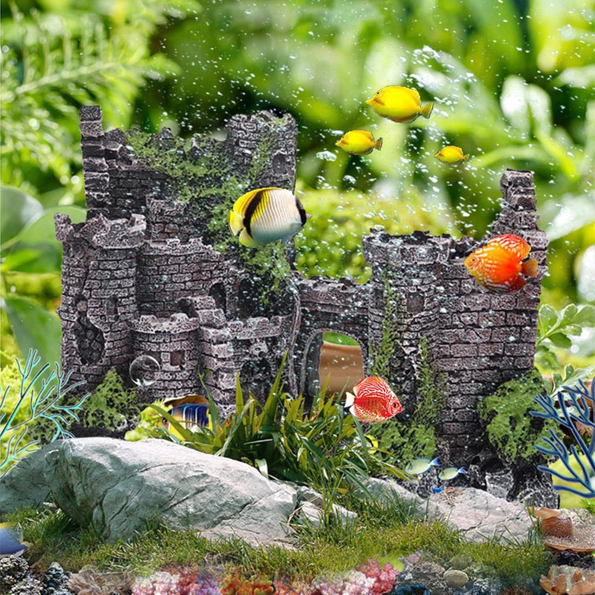 Aquarium Decoration - Ornaments - Castle - aquarium - Castle Aquarium Castle Decoration Hiding House - 17 x 6 x 13 cm