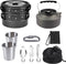 Cookware - 9-piece - for camping, outdoor, hiking, picnic, BBQ, foldable camping pans - safe and BPA - Suitable for 2-3 people camping pan set