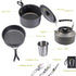 Cookware - 9-piece - for camping, outdoor, hiking, picnic, BBQ, foldable camping pans - safe and BPA - Suitable for 2-3 people camping pan set