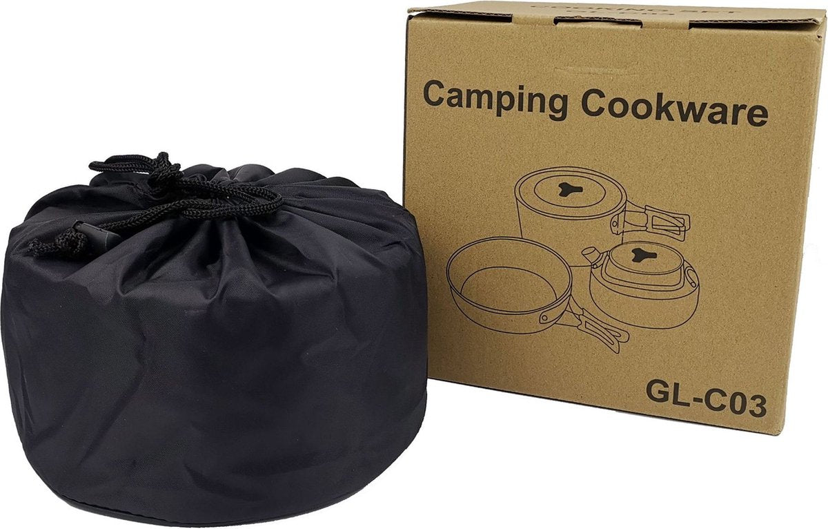 Cookware - 9-piece - for camping, outdoor, hiking, picnic, BBQ, foldable camping pans - safe and BPA - Suitable for 2-3 people camping pan set