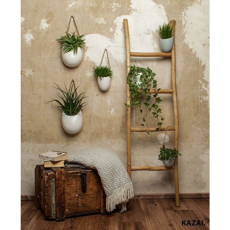 3-Pack White Ceramic Wall Pots