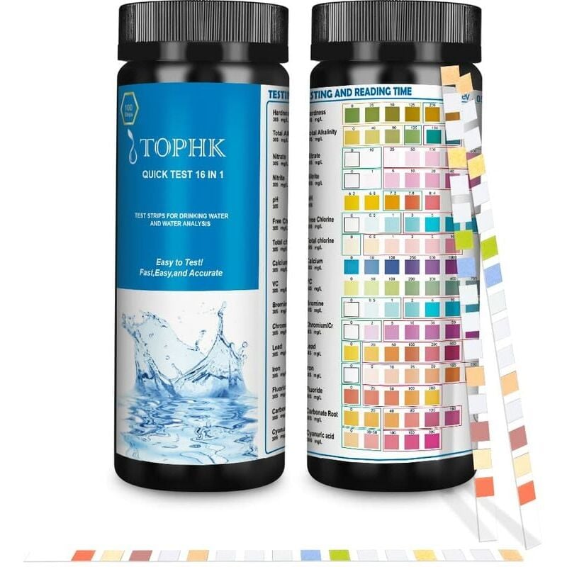 Drinking Water Test Kit 16 in 1, 100 Test Strips for Home Water Quality Testing, Quick \u0026 Simple