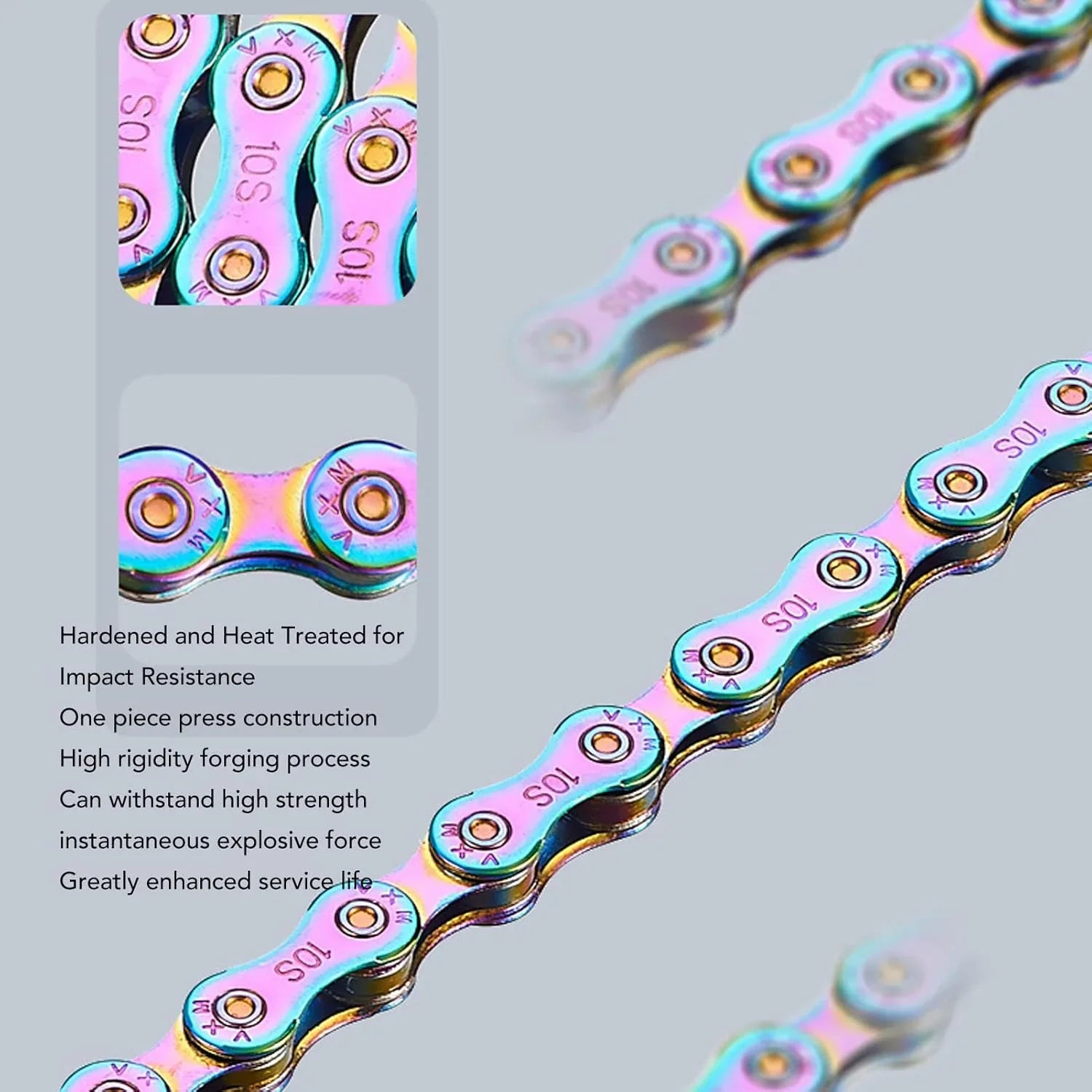6 7 8 Speed Chain Rainbow Chain, 1/2 X 11/128 Inch 116 Links Lightweight Chain, Mountain Road Chain for Road with 2 Chain Connector