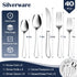 Heavy Duty Silverware Set for 8, 40-Piece Stainless Steel Flatware Cutlery Set, Thick Metal Eating Utensils Including Forks and Spoons Knife, Heavy Weight & Mirror Finish, Dishwasher Safe