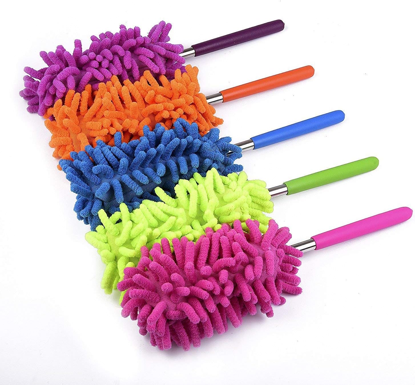 5x Washable Dusters for Cleaning, Phoenixes Feather Duster Extendable Dusting Wand 11"-30", Wet or Dry Use
