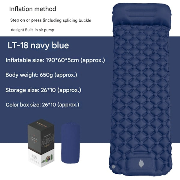 Camping Mattress Self-Inflating Lightweight Compact Single Double Attachable Inflatable Mat Navy