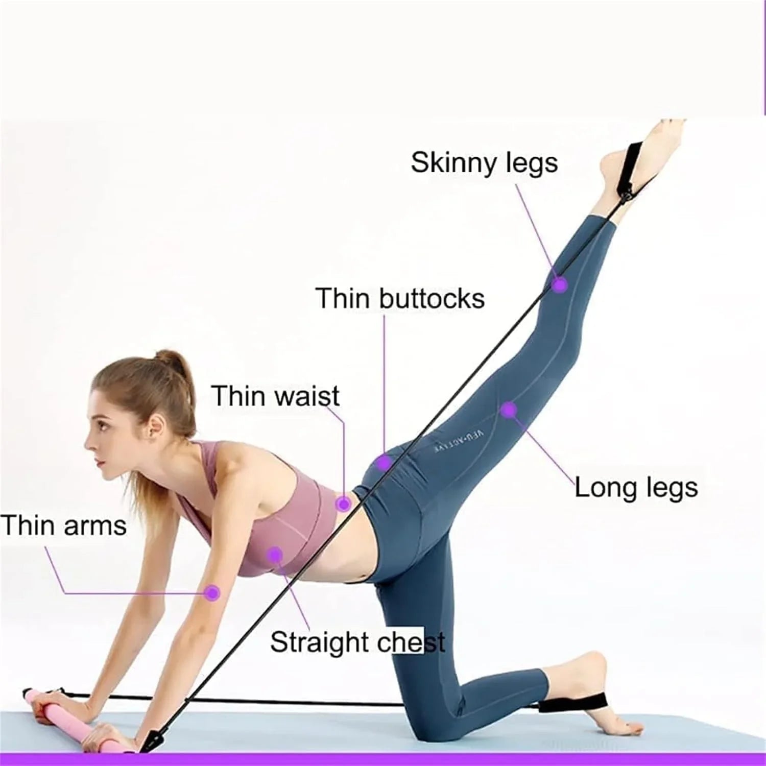 Stretched Fusion Pilates Bar, Pilates Stretched Fusion Bar, Stretchedfusion Multi-functional Pilates Bar, Pilates Stretched Fusion Bar, Multifunctional Pilates Bar Stretched Fusion for Home-Blue