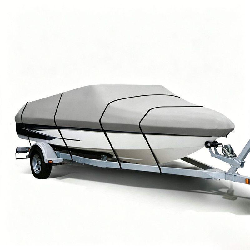 Boat Cover for 14-16FT Boats, 210D Polyester, Trailerable Marine Grade, Grey