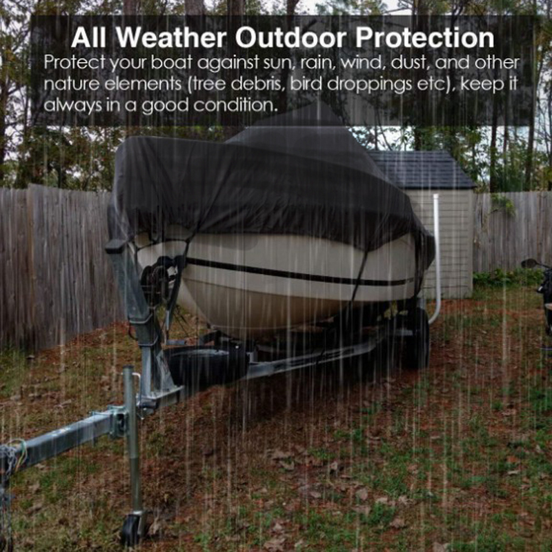 Boat Cover for 14-16FT Boats, 210D Polyester, Trailerable Marine Grade, Grey