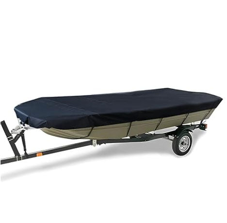 Boat Cover for 17-20FT Boats, 210D Polyester, Trailerable Marine Grade, Grey