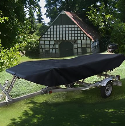 Boat Cover for 17-20FT Boats, 210D Polyester, Trailerable Marine Grade, Grey