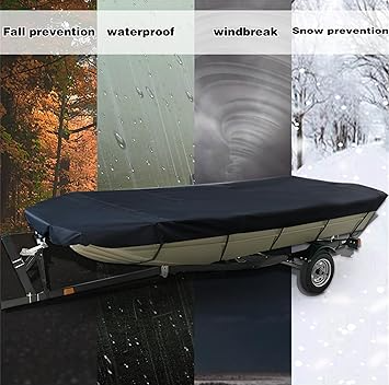 Boat Cover for 21-24FT Boats, 210D Polyester, Trailerable Marine Grade, Grey