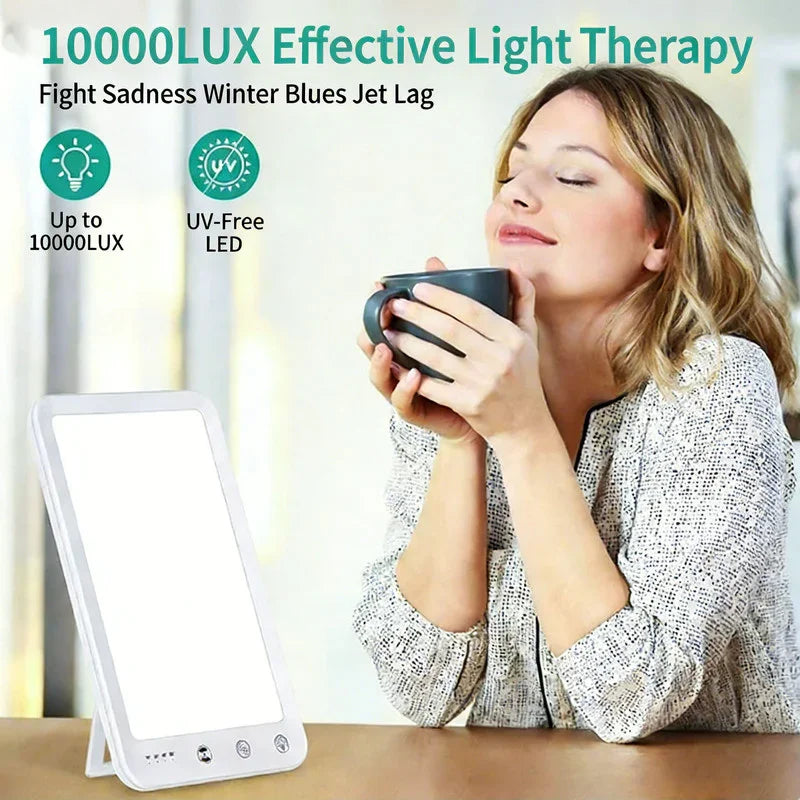 Light Therapy Lamp 12000 Lux UV-Free LED Adjustable Brightness Color Temperature Timer Touch Control Memory Function Compact for Home