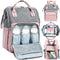 Diaper bag/backpack - Multifunctional baby diaper bag (large) - pink/gray