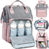 Diaper bag/backpack - Multifunctional baby diaper bag (large) - pink/gray