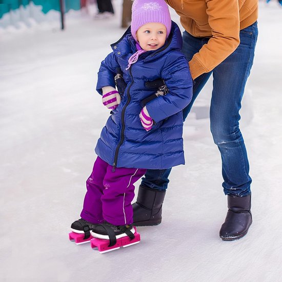 Adjustable Kids' Skates - Double Blade for Stability - With Straps & Shoe Size 16-21 - Blue