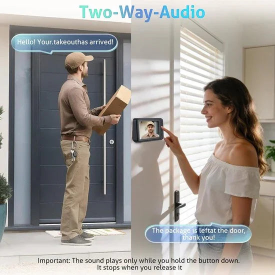 Wireless Doorbell with Camera - 1080P Image & 4.5 Inch Screen - No WiFi Required - Range Up to 120m - Night Vision